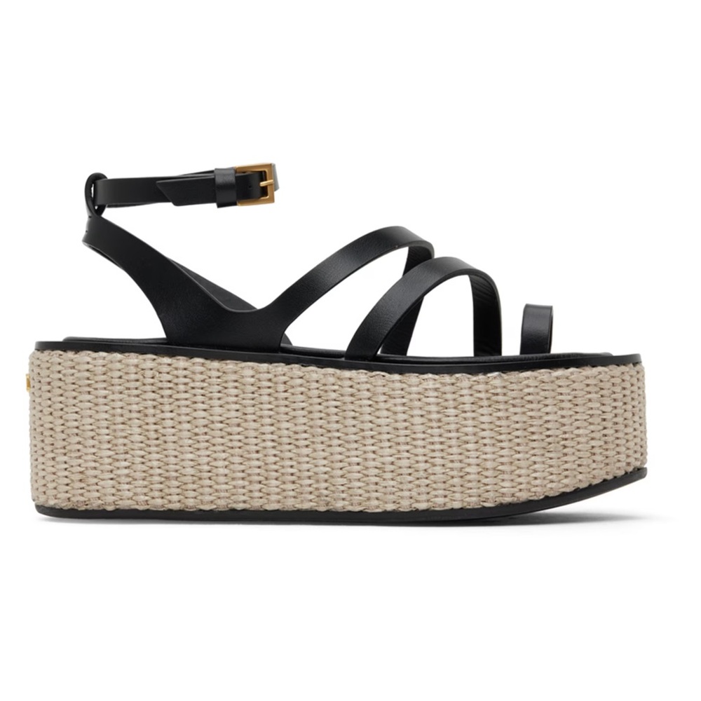 MaxMara Black and Cream Platform Shoes